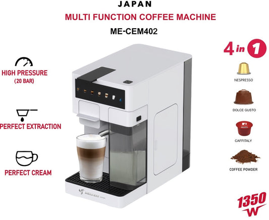 Nepresso, Dolce Gusto, Cafe Italy and Coffee powder Compatible Coffee Machine with Milk Frother.