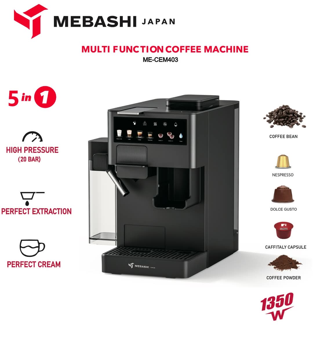 Nespresso, Dolce Gusto, Cafe Italy, Coffee powder and Coffee beans Compatible Coffee Machine with Milk Frother